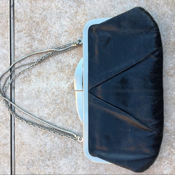 Hobo black clasp chain clutch